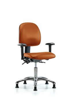 Fisherbrand Vinyl Chair Chrome - Desk Height with Medium Back Orange | Buy Online | Fisher Scientific