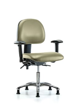 Fisherbrand™ Vinyl Chair Chrome - Desk Height with Adjustable Arms and Casters in Grade B Vinyl