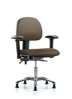 Fisherbrand Vinyl Chair Chrome - Desk Height with Adjustable Arms and Casters in Grade A Vinyl Taupe | Buy Online | Fisher Scientific