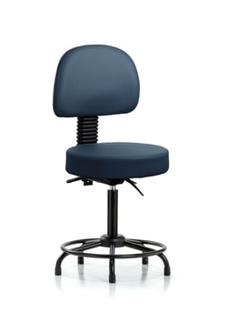 Fisherbrand™ Vinyl Stool with Back - Medium Bench Height with Round Tube Base, Seat Tilt, and Stationary Glides in Grade A Vinyl