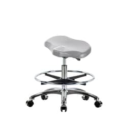 Fisherbrand Medium Bench Height Polyurethane Ray Sit-Stand Stool with Chrome Foot Ring and Casters Gray | Buy Online | Fisher Scientific