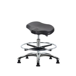 Fisherbrand&trade;&nbsp;Medium Bench Height Polyurethane Ray Sit-Stand Stool with Chrome Foot Ring and Stationary Glides