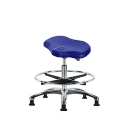 Fisherbrand Medium Bench Height Polyurethane Ray Sit-Stand Stool with Chrome Foot Ring and Stationary Glides Blue | Buy Online | Fisher Scientific