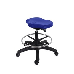 Fisherbrand Medium Bench Height Polyurethane Ray Sit-Stand Stool with Chrome Foot Ring and Casters Blue | Buy Online | Fisher Scientific
