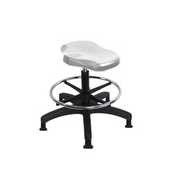 Fisherbrand Medium Bench Height Polyurethane Ray Stool with Chrome Foot Ring and Stationary Glides Gray | Buy Online | Fisherbrand&trade; | Fisher Scientific