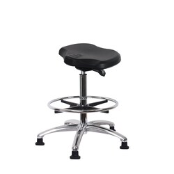 Fisherbrand Polyurethane Ray Sit-Stand Chrome with Chrome Foot Ring Black | Buy Online | Fisher Scientific