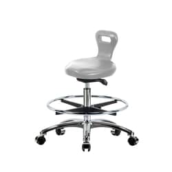 Fisherbrand&trade;&nbsp;Medium Bench HeightPolyurethane Serpent Sit-Stand Stool Chrome with Foot Ring and Casters