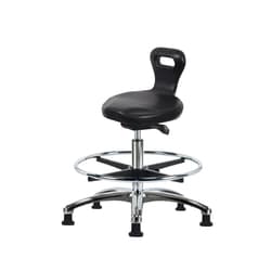 Fisherbrand Medium Bench HeightPolyurethane Serpent Sit-Stand Stool with Chrome Foot Ring and Stationary Glides Black | Buy Online | Fisher Scientific