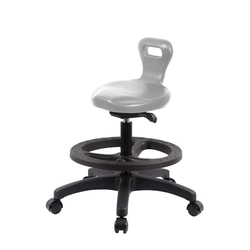 Fisherbrand™ Medium Bench Height Serpent Sit-Stand Stool with Black Foot Ring and Chrome Casters