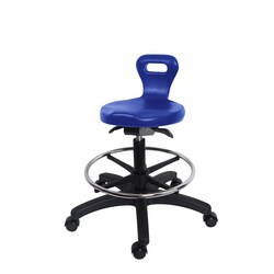 Fisherbrand Medium Bench Height Serpent Sit-Stand Stool with Chrome Foot Ring and Casters Blue | Buy Online | Fisherbrand&trade; | Fisher Scientific