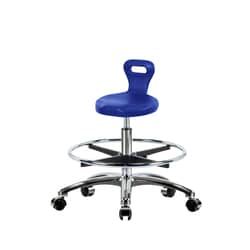 Fisherbrand Medium Bench Height Polyurethane Serpent Stool with Foot Ring and Casters Blue | Buy Online | Fisher Scientific