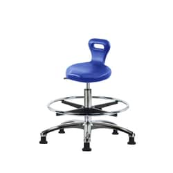 Fisherbrand Medium Bench Height Polyurethane Serpent Stool with Foot Ring and Casters Blue | Buy Online | Fisher Scientific