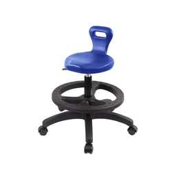 Fisherbrand Medium Bench Height Polyurethane Serpent Stool with Foot Ring and Chrome Casters Blue | Buy Online | Fisherbrand&trade; | Fisher Scientific