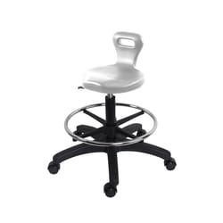 Fisherbrand Medium Bench Height Polyurethane Serpent Stool with Chrome Foot Ring and Casters Gray | Buy Online | Fisher Scientific