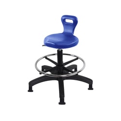 Fisherbrand Medium Bench Height Polyurethane Serpent Stool with Chrome Foot Ring and Stationary Glides Blue | Buy Online | Fisher Scientific