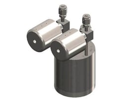 Strem, An Ascensus Company 1cyl. Stainless steel bubbler, 600ml, vertical, electropolished with fill-port, pneumatic actuator valves, DOT 4B.