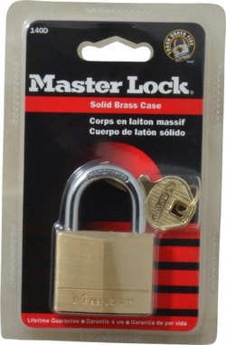 MSC Master Lock 140D 7/8" Shackle Clearance, Keyed Different Solid Brasss