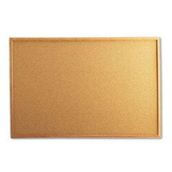Enterprise Technology Solutions&nbsp;Cork Board with Oak Style Frame, 36 x 24, Tan Surface