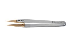 Electron Microscopy Sciences&nbsp;Dumont WA1 Tweezer Handle w/ Style 159 Buxus Tips, 0.5 mm Tip width, 0.5 mm Tip thickness, 130 mm OAL