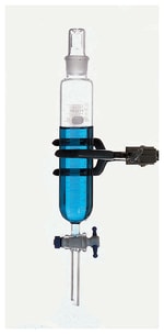 Corning™ PYREX™ Cylindrical Separatory Funnel, Graduated, PTFE Standard Stopcock, Glass Standard Taper Stopper