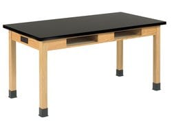 Diversified Spaces™ Two-Book Compartment Oak Table with Solid Phenolic Top: Electrical Option: 36 in. Height