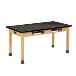 Diversified Spaces™ Two-Book Compartment Oak Table with ChemGuard Top: Electrical Option: 36 in. Height