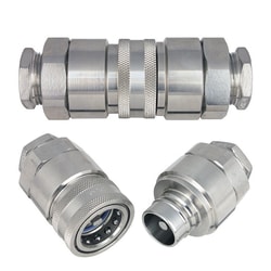 Chemglass Life Sciences&nbsp;Stainless Steel Quick Disconnect Coupling Set: Coupler and Nipple with each side having a 3/4
