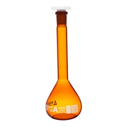 Eisco Labs Amber Volumetric Flask with Polyethylene Stopper and QR Code 100 mL | Buy Online | Eisco Labs | Fisher Scientific
