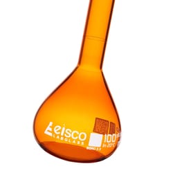 Eisco Labs Amber Volumetric Flask with Polyethylene Stopper and QR Code 100 mL | Buy Online | Eisco Labs | Fisher Scientific
