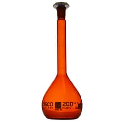 Eisco Labs Amber Volumetric Flask with Polyethylene Stopper and QR Code 200 mL | Buy Online | Eisco Labs | Fisher Scientific