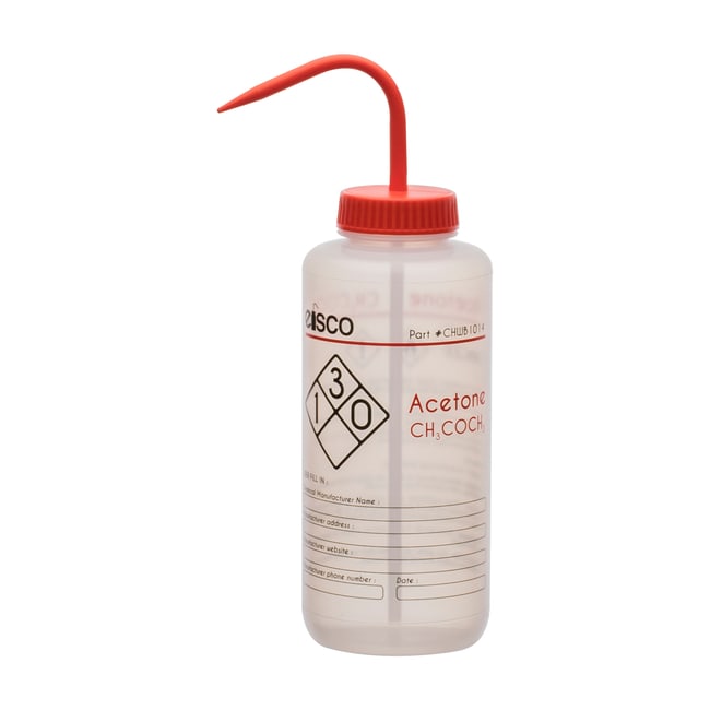 Eisco Performance Plastic Chemical Wash Bottles with 2 Color Labels