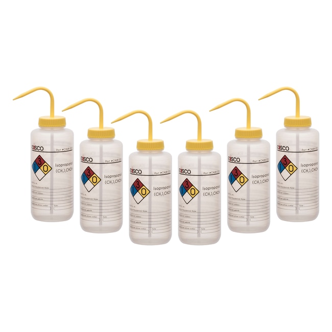Eisco Performance Plastic Chemical Wash Bottles with 4 Color Labels