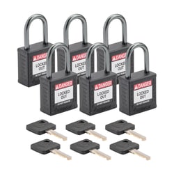 Brady&trade;&nbsp;Velocity Nylon Padlock 1 in. Alum Shkl KD 6/PK