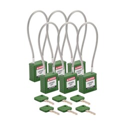 Brady&trade;&nbsp;Velocity&trade; 8 in. Compact Cable Lockout Padlocks, Keyed Alike