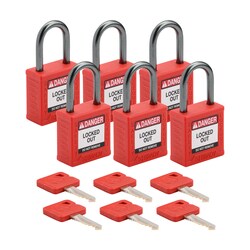 Brady Velocity Nylon Padlock 1 in. Alum Shkl KD 6/PK Green | Buy Online | Brady&trade; | Fisher Scientific