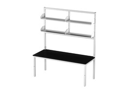 Diversified Space Integra Bench with Phenolic Top, Adjustable Height, Duplex Outlets, and Configurable Shelves 30 x 72 x 28.75 to 35.75 in. | Buy Online | Diversified Space | Fisher Scientific