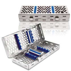 Surgical Design&trade;&nbsp;Sterilization Cassette Double Button Tray With Removable Holding Clamps