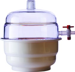 Foxx Life Sciences Abdos Vacuum Desiccator with a clear Polycarbonate (PC) top and a white Polypropylene (PP) Plate (Diameter 150mm) 1/EA