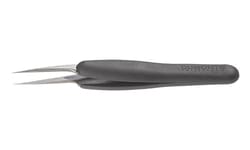 Electron Microscopy Sciences&nbsp;Dumont Ergonomic ESD Tweezers Style 5A, Black Handle, 115 mm OAL, 0.13 mm Tip width