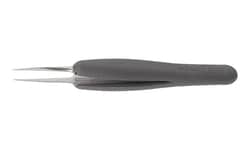 Electron Microscopy Sciences&nbsp;Dumont Ergonomic ESD Tweezers Style 5, Black Handle, 110 mm OAL, 0.1 mm Tip width