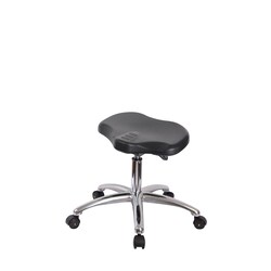 Fisherbrand Polyurethane ESD Ray Sit-Stand Stool Chrome Desk Height with ESD Casters In Black Polyurethane | Buy Online | Fisher Scientific