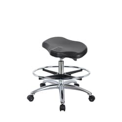 Fisherbrand&trade;&nbsp;Polyurethane ESD Ray Sit-Stand Stool Chrome Medium Bench Height with Chrome Foot Ring and ESD Casters