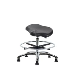 Fisherbrand&trade;&nbsp;Polyurethane ESD Ray Sit-Stand Stool Chrome Medium Bench Height with Chrome Foot Ring and ESD Stationary Glides