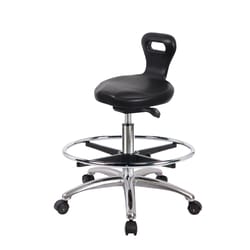 Fisherbrand&trade;&nbsp;Polyurethane ESD Serpent Sit-Stand Stool Chrome Medium Bench Height with Chrome Foot Ring and ESD Casters