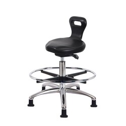 Fisherbrand&trade;&nbsp;Polyurethane ESD Serpent Sit-Stand Stool Chrome Medium Bench Height with Chrome Foot Ring and ESD Stationary Glides