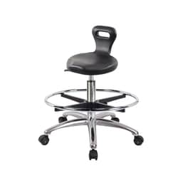 Fisherbrand&trade;&nbsp;Polyurethane ESD Serpent Stool Chrome Medium Bench Height with Chrome Foot Ring and ESD Casters