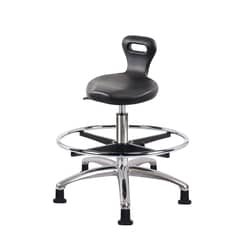 Fisherbrand&trade;&nbsp;Polyurethane ESD Serpent Stool Chrome Medium Bench Height with Chrome Foot Ring and ESD Stationary Glides