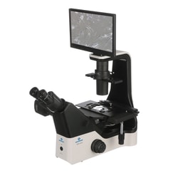 ACCU-SCOPE&nbsp;Trinocular Inverted Microscope with Mechanical Stage and the Excelis&trade; HDS Camera and Monitor and 4X plan phase, 10X, 20X, 40X objectives