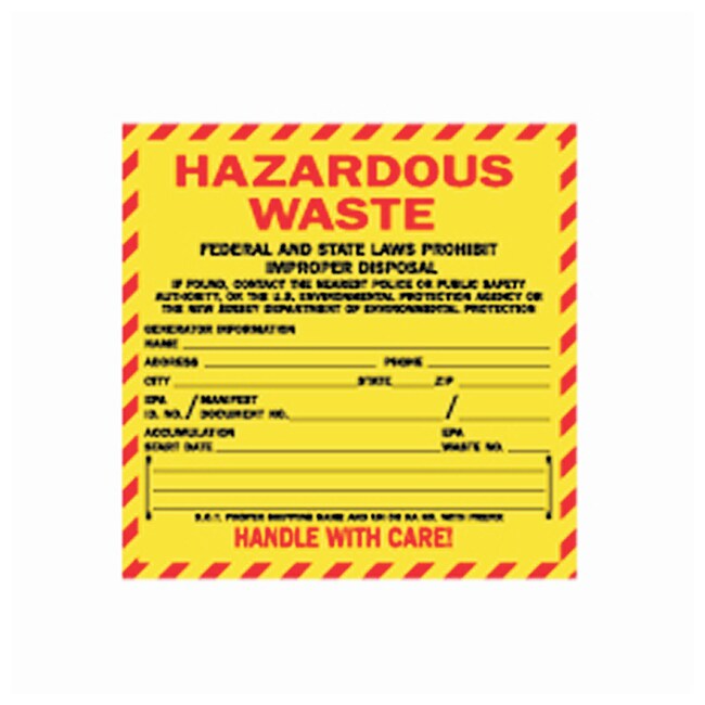 thumbnail image 2 of Hazardous Waste Label With Handle With Care, 4"x6", 25 Pack 2 of 11