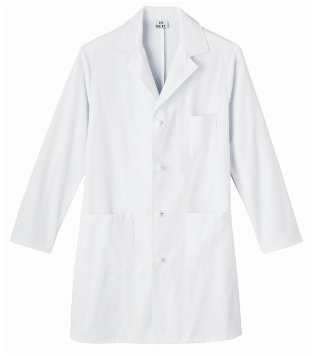 White Swan Meta Men's Knot Button Lab Coats Color White; Size 38